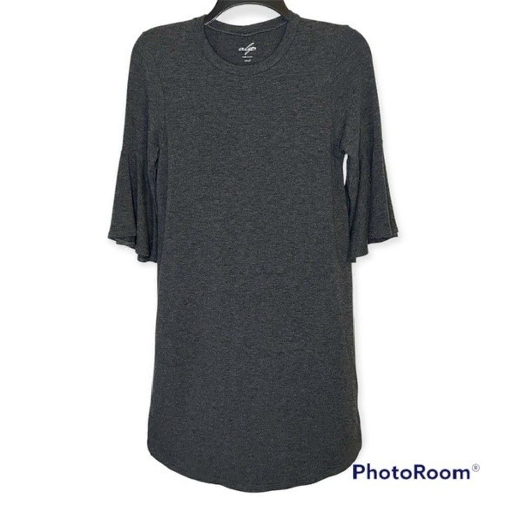 Alya Gray Bell Sleeve Mini Dress Size Small